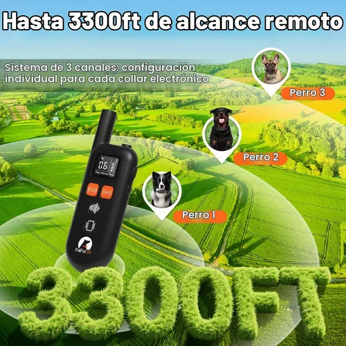 Vista 4 de Collar de entrenamiento para perros sin golpes con control remoto de 3300 pies, collar de perro vibratorio humano, 3 modos ultrasónico, pitido