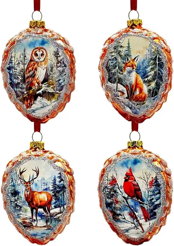 Vista 8 de Ártico Animal Ilustración Piña Vidrio Decoración Navidad Set