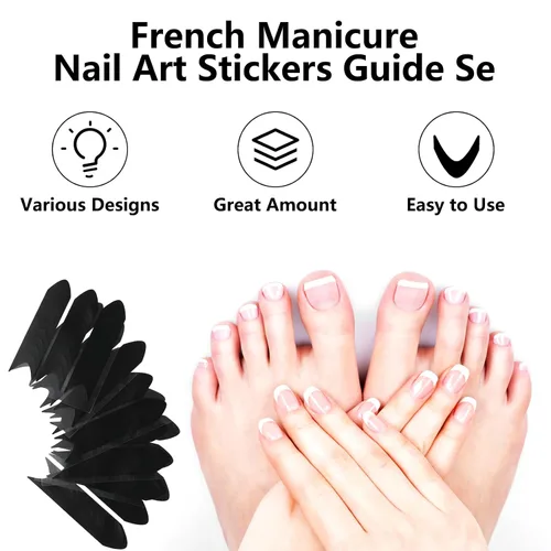 Vista 3 de 1560 calcomanías de uñas de punta francesa, autoadhesivas, puntas francesas, guías de uñas, tiras de manicura francesa, herramienta de uñas de punta