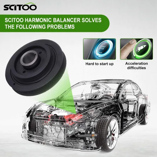Vista 2 de SCITOO PB1107 12303-62J 1230362J Polea de cigüeñal equilibrador armónico para 91-96 99 para Infiniti G 95-98 para Nissan 0SX 91-93 para Nissan NX