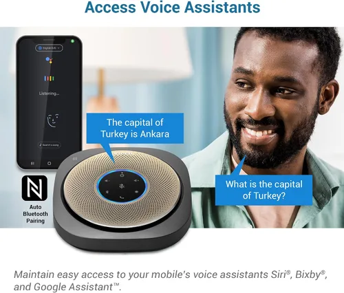 Vista 9 de VTech VCS601-2 Altavoz Bluetooth para conferencias - Recogida de voz premium de 360° con 6 micrófonos, conexión NFC inteligente, tiempo de llamada