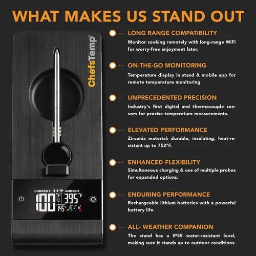 Vista 7 de ChefsTemp ProTemp Plus Termómetro Digital Inalámbrico de Carne de Próxima Generación Rango Ilimitado Bluetooth y WiFi Habilitado Cocina Inteligente