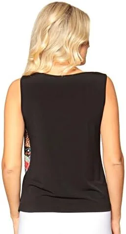Vista 3 de LIOR PARIS Blusa sin mangas de dos capas para mujer en estampado mixto y sólido con detalle asimétrico