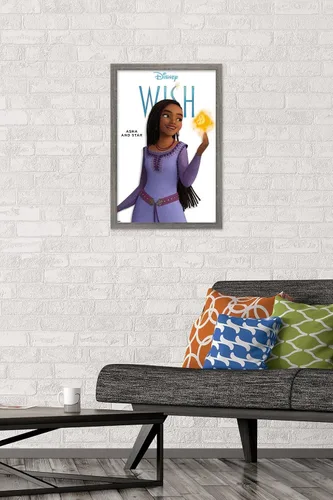 Vista 2 de Trends International Disney Wish Asha Feature Series - Póster de pared, 22.4 pulgadas de largo x 14.7 pulgadas, versión enmarcada en madera