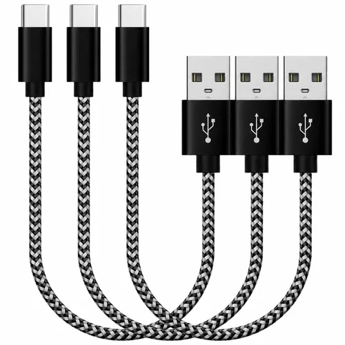 Vista 6 de Paquete de 3 cables USB C, cable de carga rápida USB A a USB C de 10 pulgadas, cable de carga USB tipo C trenzado para iPhone 16 15, Samsung Galaxy