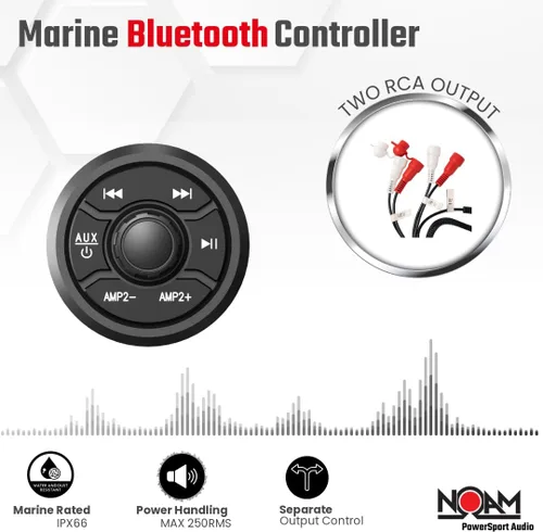Vista 8 de NOAM NUTV5 - Kit de sistema estéreo marino ATV/carrito de golf/UTV, con 2 altavoces de torre de luz LED impermeables, controlador resistente a