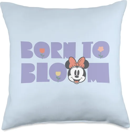 Vista 5 de Disney Minnie Mouse Born to Bloom - Almohada retro de flores primaverales, 16 x 16 pulgadas, multicolor