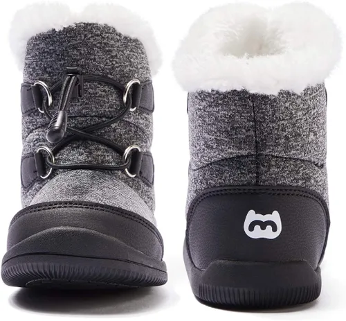 Vista 5 de BMCiTYBM Botas de nieve para bebés y niños pequeños, zapatos de invierno para niños y niñas, zapatos de bebé de piel sintética para clima frío