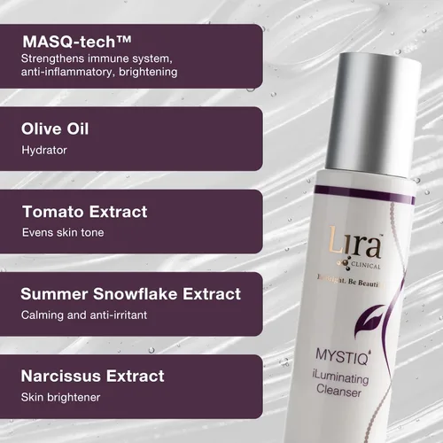 Vista 6 de Lira Clinical MYSTIQ iLuminating Cleanser – Lavado facial hidratante con vitamina C, células madre de planta naranja y extractos de plantas