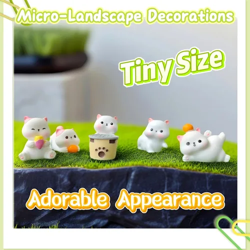 Vista 5 de 6 piezas de figuritas de gato en miniatura, gatos en miniatura de resina, figuritas de gatos en miniatura, animales lindos, figuritas de gato
