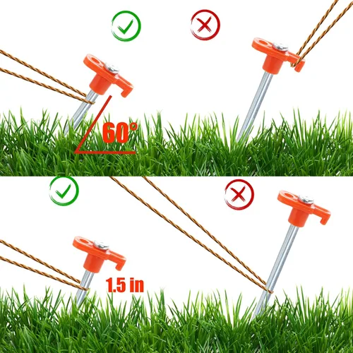 Vista 4 de Yesland Paquete de 24 estacas de tienda de campaña resistentes, 10 pulgadas de metal antioxidante, estacas de tienda de campaña para patio