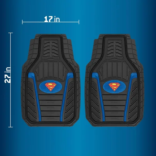 Vista 7 de BDK Warner Bros DC Comics Armored Superman Todo Tipo de Clima, Tapetes de Goma Resistente Universal para Coche, Agarre Antideslizante, 2 Piezas