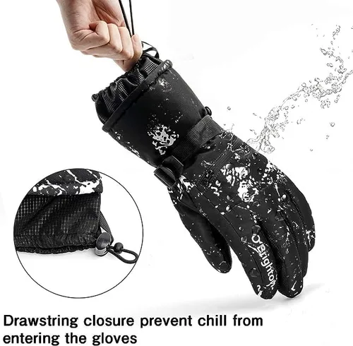 Vista 5 de Guantes de esquí para hombres y mujeres, guantes térmicos de invierno para pantalla táctil, impermeables, guantes de nieve para snowboard, esquí