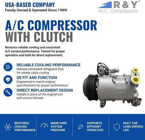 Vista 2 de RYC Compresor de aire acondicionado automotriz y embrague de A/C AFG392 (se adapta a Jeep Compass 2.4L 2018, 2019, 2020, 2021, 2022)