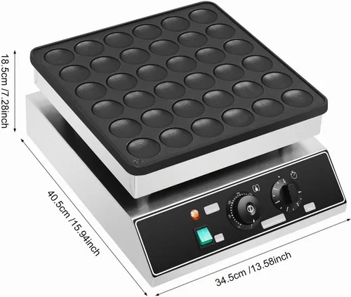 Vista 6 de Mini panqueques holandés eléctrico, plancha antiadherente de 36 tazas para crepes y magdalenas