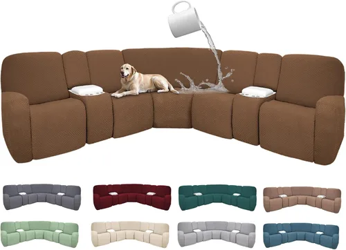Vista 60 de Fundas de sofá reclinable seccional 100% impermeables para sofá reclinable en forma de L, funda de sofá modular de esquina en forma de L, fundas