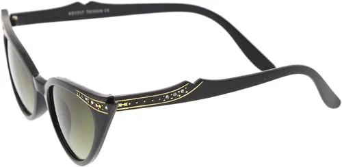 Vista 3 de Gafas de sol de ojo de gato con diamantes de imitación retro adornadas con lente ovalada, 2.008in