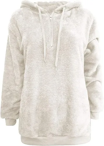 Vista 6 de ZJRXM Sudadera casual con capucha de forro polar sintético con cremallera y cordón suave para mujer