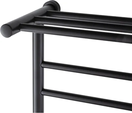 Vista 13 de WarmlyYours Calentadores de toallas negros para baño, toallero térmico negro montado en la pared con estante, 11 barras de acero inoxidable, 20 x 36