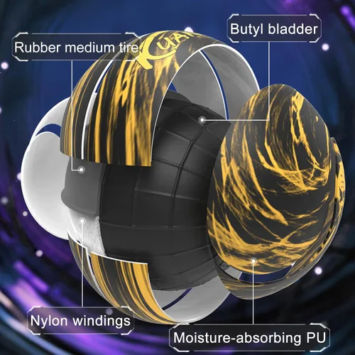 Vista 3 de Kuangmi Yin Yang Basketball, Official Size 7(29.5"), Unique Tai Chi Shaped Medium Tire, for Indoor & Outdoor Negro y dorado
