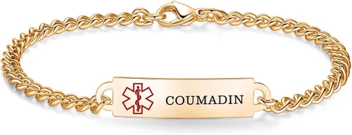 Vista 72 de Pulseras de identificación de alerta médica de 6.5 "-8.5" para mujeres, pulseras de emergencia médica de acero inoxidable, grabado gratuito