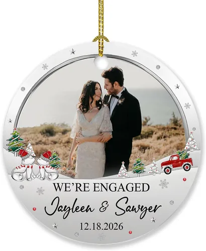 Vista 13 de Adorno de 5º aniversario, decoración del árbol de Navidad, nombres personalizados y recuerdos de aniversario de fotos, regalos para parejas juntas