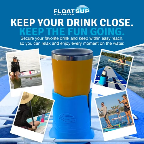 Vista 3 de Floatsup - Soporte para bebidas con diseño de copa, color azul Works with SUP & Kayak, Fits Cans and Bottles Up to 3" Wide, Secures Under Bungee