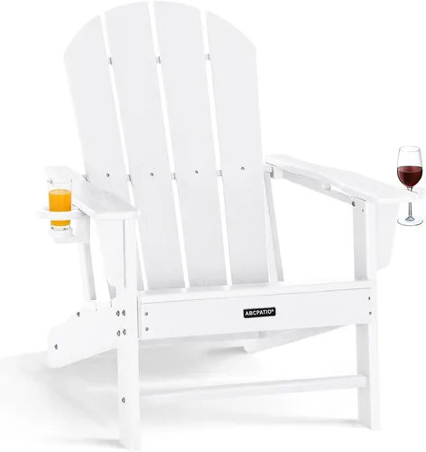 Vista 14 de Sillas Adirondack plegables – Silla Adirondack de plástico con soporte para tazas, sillas para exteriores resistentes a la intemperie