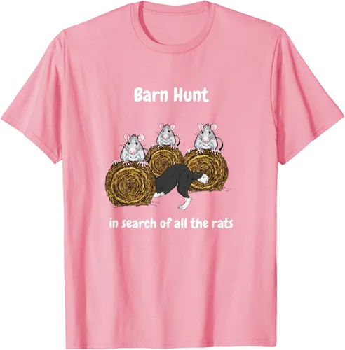 Vista 50 de Funny Barn Hunt - En busca de las ratas con Border Collie Camiseta, Negro