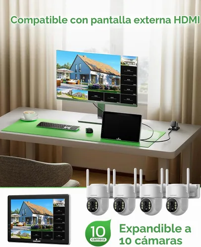 Vista 7 de CAMCAMP Solar Security Cameras Outdoor Wireless with 10" Monitor, 2 Cam Kit