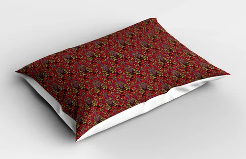 Vista 11 de Ambesonne Autumn Damask Pillow Sham Set of 2, Renaissance Themed Absurd Leafy Elements Plants Royal and Victorian, Quality Microfiber Bedding Item