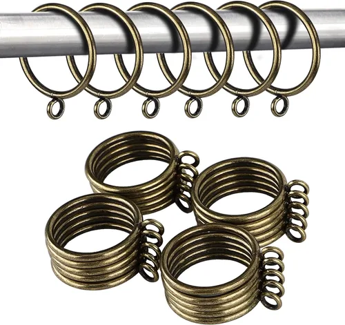 Vista 4 de 42 unidades de anillos de cortina de 1.5 pulgadas de metal con ojales deslizantes para cortinas y varillas, se ajusta a varillas de hasta 1 1/4