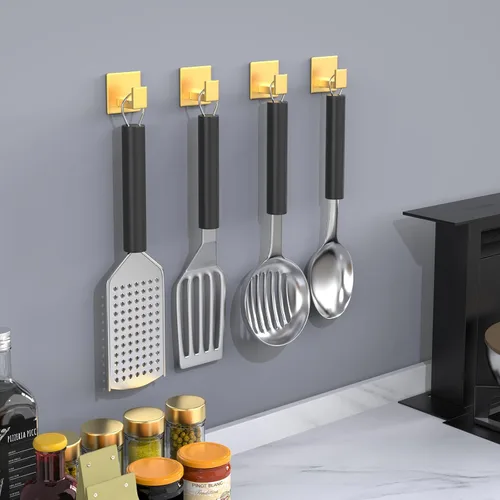 Vista 7 de HUFEEOH Ganchos adhesivos para toallas, ganchos de aluminio para toallas de baño, ganchos de pared para colgar, ganchos de pared adhesivos