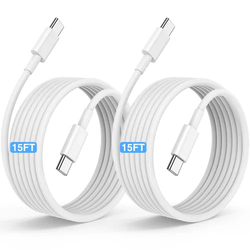 Vista 18 de Cable de carga rápida USB C a C de 3 pies, cable de carga tipo C a USB C para iPhone 17 Pro Max/17 Air/16 Pro/15 Plus, MacBook Pro USB C a C - Blanco