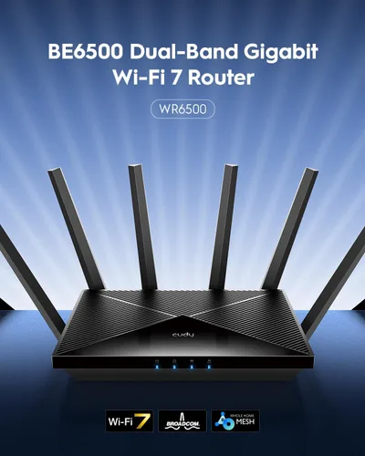 Vista 2 de Cudy BE6500 WiFi 7 Router Dual Band Gigabit Gaming Router, 6500Mbps, Cliente VPN y Servidor, Cudy Mesh y APP Compatible, Broadcom 2 GHz Quad-Core