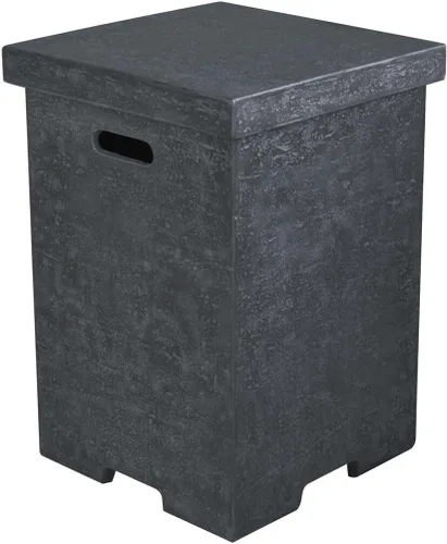 Vista 16 de AMS Chimenea Elementi Cubierta cuadrada de tanque de propano estilo Nápoles de 20 libras Base de hormigón GFRC Dimensiones: 17.3 x 17.3 x 25.6