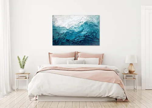 Vista 6 de Arte de pared de vidrio agua del océano - Regalo de inauguración de la casa - Ideas de diseño de interiores - Arte de pared con impresión grande