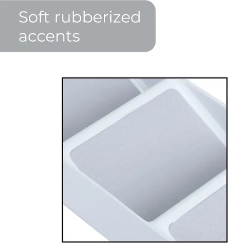 Vista 4 de Smart Design Cajón de plástico para especias de 3 secciones, forro y pies antideslizantes, sin BPA, tarros de condimentos, almacenamiento