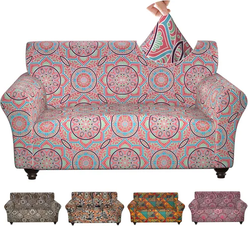 Vista 30 de Fundas elásticas para silla, fundas elásticas para sillón de 2 piezas, fundas de sofá lavables con diseño floral para sillón, protector de muebles