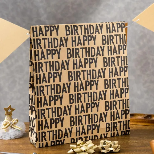 Vista 7 de MAYPLUSS Rollo de papel de regalo de feliz cumpleaños de los SS, envoltura de regalo de Kraft vintage Papel de regalo de 17 pulgadas x 33 pies