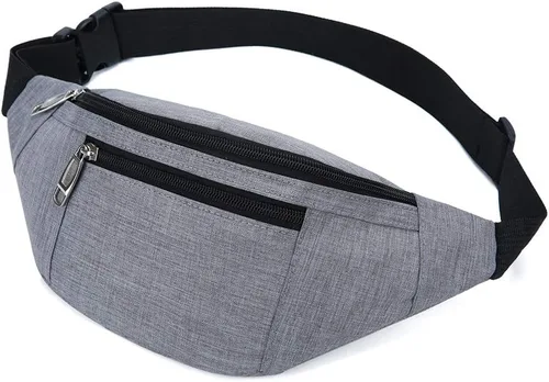 Vista 13 de Riñonera para hombres y mujeres, de moda e impermeable con cinturón ajustable, bolsas de riñonera casuales para correr, deportes, viajes. beige