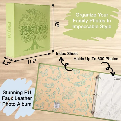 Vista 4 de COFICE Álbum de fotos de 4 x 6 pulgadas, carpeta de 3 anillas, libro de fotos grande con hojas de índice y divisorias, libro de fotos grande