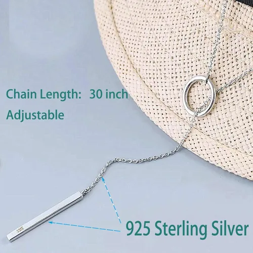 Vista 5 de Perfect 4U Collar largo redondo de plata de ley 925 para mujer joyería hecha a mano de 16 a 30 pulgadas