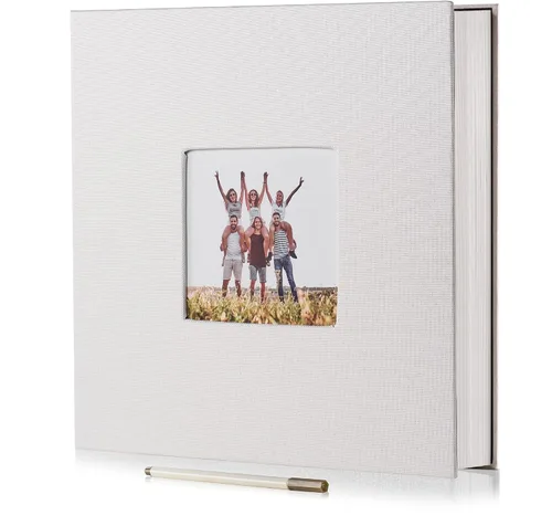 Vista 35 de HoneyTolly Álbum de fotos autoadhesivo para fotos de 4 x 6 imágenes, cubierta magnética de lino, 15 hojas/30 páginas en blanco para bodas Beige claro