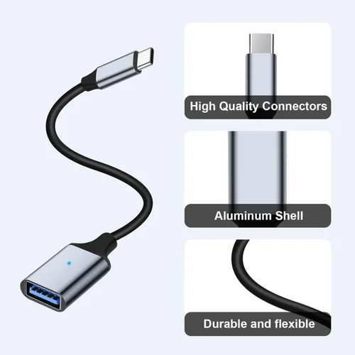 Vista 8 de Adaptador USB C a USB 3.0 [2 unidades], tipo C macho a USB hembra OTG cable Thunderbolt3 a USB adaptador compatible con iPhone 16 Pro Max/16