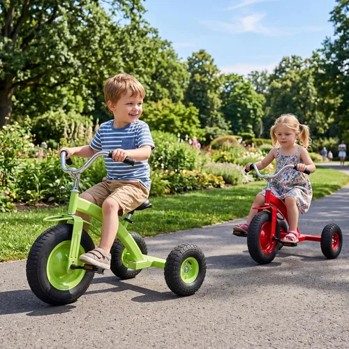 Vista 9 de BABY JOY Triciclo para niños, triciclo de rueda delantera de 15 pulgadas Verde