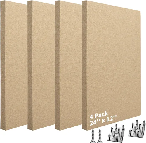 Vista 14 de Art3dwallpanels 4 PCS Paneles Acústicos, 24''x12'' Paneles de Pared Insonorizados de Tela, Paneles de Absorción de Sonido de Montaje Fácil con Negro