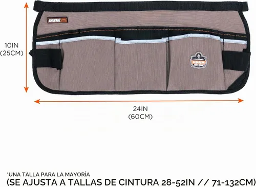 Vista 7 de Ergodyne Arsenal 5706 Delantal de cintura de lona con 13 bolsillos para herramientas, gris