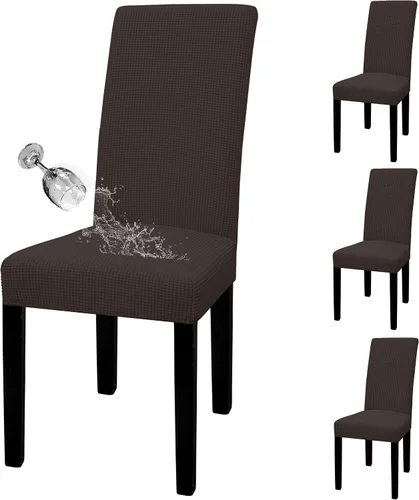 Vista 9 de Easy-Going - Juego de 2 fundas para sillas de comedor 100% impermeables, de tela Jacquard elástica, fundas protectoras removibles y lavables