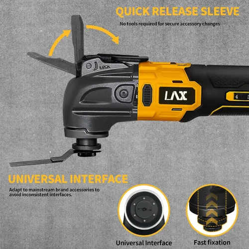 Vista 2 de Multiherramientas oscilantes para batería Dewalt de 20 V, herramienta multiusos de corte y lijado, ángulo de oscilación de 4°, 6 velocidades